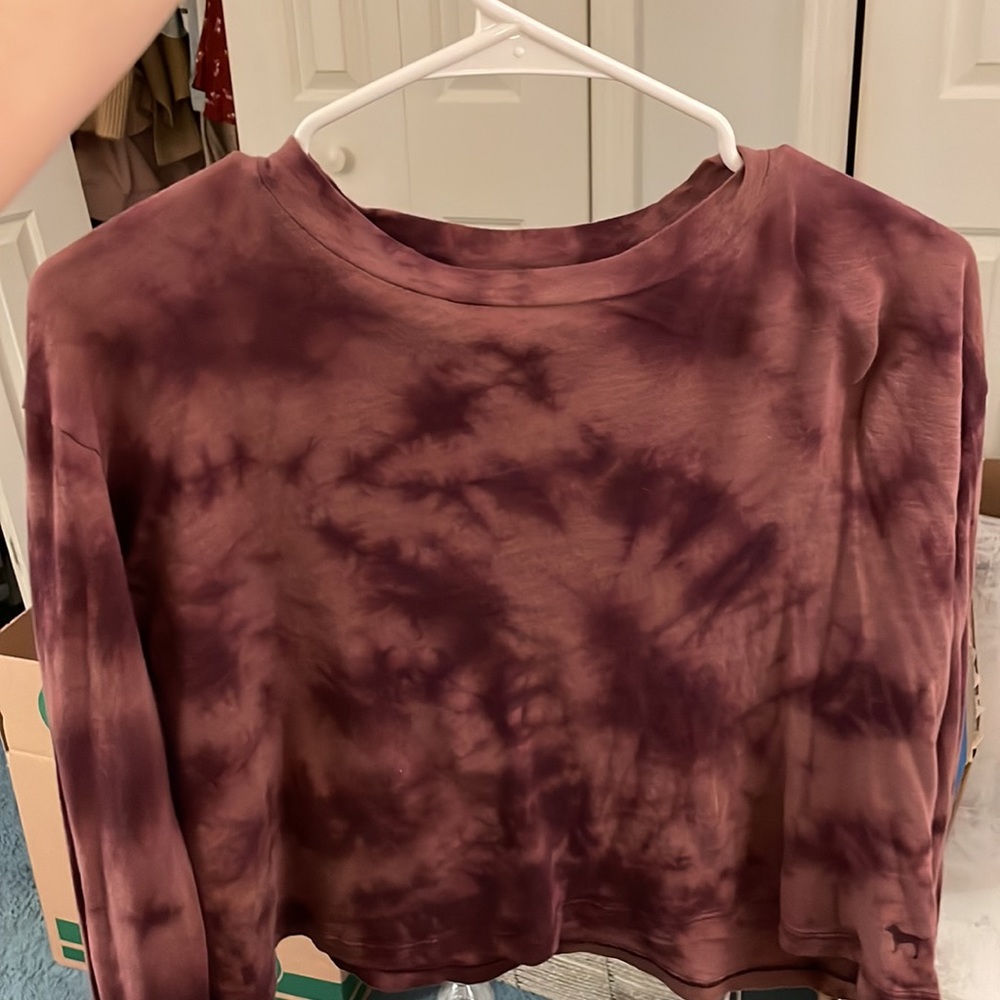 PINK Tie Dye Long Sleeve Crop